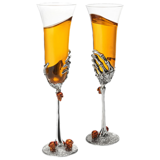 Stemmed Skeleton Champagne Glasses Set Of 2 By 7OZ Skeleton Glasses 9 H Goth Gifts S