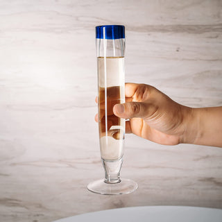 Hand Blown Cobalt Blue Rim Champagne Flutes Set Of 4 By Luxury Mexican Glassware Thi