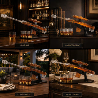 Whiskey Decanter Set Sniper Liquor Decanter Silencer Stopper Ml 2 12OZ Glasses Unique Gift Drinking