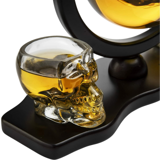 Skull Decanter Set With 2 Skull Shot Glasses By And Beautiful Wooden Base By Use Sku