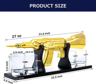 AK Gold Whiskey Decanter Set With 4 Bullet Whiskey Glasses