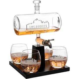 Los Angeles City Of Dreams Wine Whiskey Decanter Set 1100ML By With 4 Whiskey Glasse