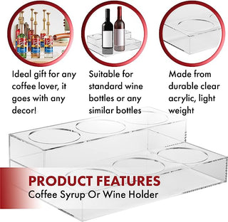Acrylic Bottle Holder Coffee Syrup Rack Display Case 2 Tiered 6 Bottle Wine Bar Bottle Rack Clear Sh