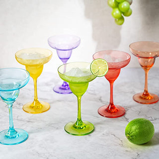 Colorful Margarita Cocktail Glasses Set Of 6 Large 10 25 Oz Premium Barware Gift