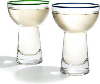Large 15OZ Stemless Margarita Glasses With Colored Party Rims Set Of 4 By Fun Colorf