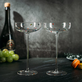 Polka Dot Champagne Coupe Glasses Set Of 2 12 Oz By Polka Dot Rainbow Colored Glasse