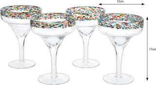 Mexican Hand Blown Glass Set Of 4 Large 16OZ Luxury Margarita Glasses Mexico Design Large 16OZ Confe
