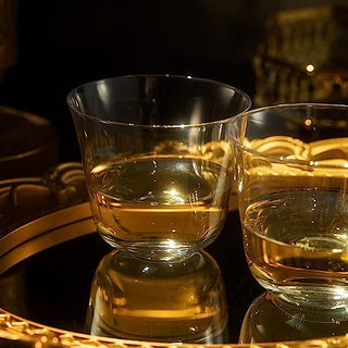 Vintage Crystal Lowball Tumbler Glasses Set Of 2 Clear Radiance Spirits Whiskey Old Fashioned Cockta