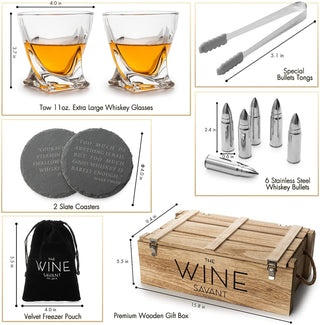 Luxurious Twist Glasses With Bullet Whiskey Stones Set Of 2 10OZ Twist Whiskey Glass
