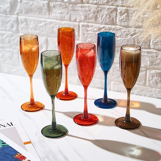 Unbreakable Pastel Color Acrylic Champagne Flutes Glasses Set Of 6 European Style Toasting Cups 100