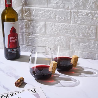 Corked Stemless Wine Glasses Set Of 2 Stuck In The Glass Wine Cork Cocktail Glassware Enthusiast Gif