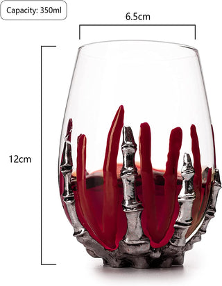 Bloody Skeleton Hand Wine Glass Set Of 2 By 16OZ Skeleton Glasses 5 H Goth Gifts Ske