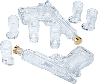 Pistol Whiskey Gun Decanter Pistol Shot Glasses Set Holster Attachment Pourers Stopper 2x 7 7OZ Deca