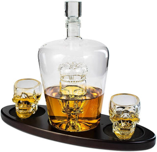 Skull Crown Decanter In Bottle Skull Head With 2 Skull Glasses By 750ML Skull Bottle