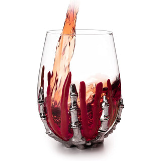 Bloody Skeleton Hand Wine Glass Set Of 2 By 16OZ Skeleton Glasses 5 H Goth Gifts Ske