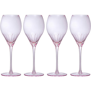 Paris Collection Crystal Pink Balloon Wine Glasses Red White Wines 14 Oz Set Of 4 By