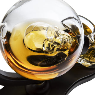 Skull Decanter Set With 2 Skull Shot Glasses By And Beautiful Wooden Base By Use Sku
