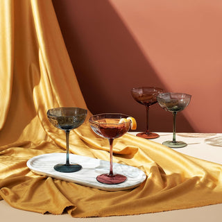 Cocktail Martini Champagne Luxury Angled Coupe Glasses 6 Oz Set Of 4 Muted Colored