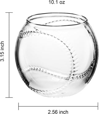 Baseball Round Whiskey Glasses | 10oz Whiskey Glass Set of 2