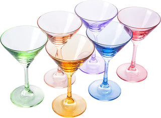 Colored Coupe Glasses Set Of 6 7 Oz Classic Cocktail Glassware For Champagne Martini Manhattan Cosmo