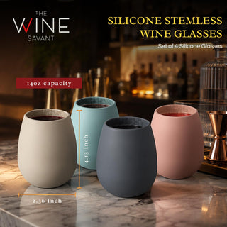 Unbreakable Silicone Stemless Wine Glassware Set Of 4 Reusable Shatterproof