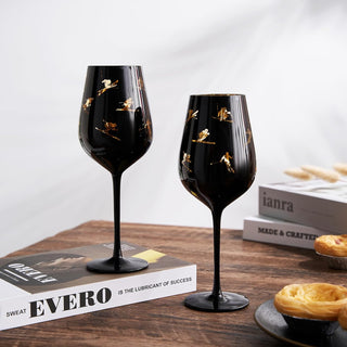 Crystal Stemmed Skiing Apres Ski Skiier Wine Glasses Goblets Set Of 2