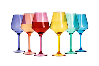 Unbreakable Colored Stemmed Wine Glasses Made From Shatterproof Tritan Bpa Free Plastic Reusable Col