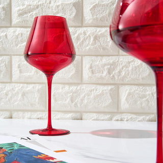 Crystal Christmas Holiday Red Colored Crystal Wine Glass Set Of 2 Gift For Hosting Her Wife Mom Frie