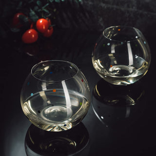 Polka Dot Set Of 2 Stemless Bubble Wine Glasses 16 Oz By Polka Dot Rainbow Glasses C