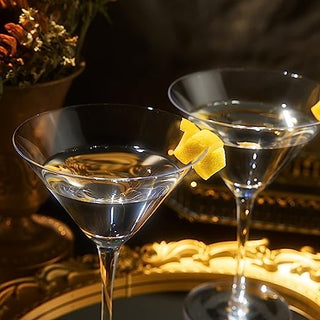 Crystal Martini Glass Set Of 2 10OZ Classic Luxury Cocktail With Bar Spoon Olive Picks Premium Hand