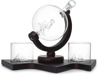 Ski Wine And Whiskey Decanter 850ML With 2 Glacier Mountain Glasses By 14 Long For W