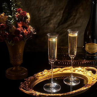 Vintage Crystal Champaign Flute Glasses Set Of 2 Clear Radiance Hand Blown Crystal Champagne Glasses