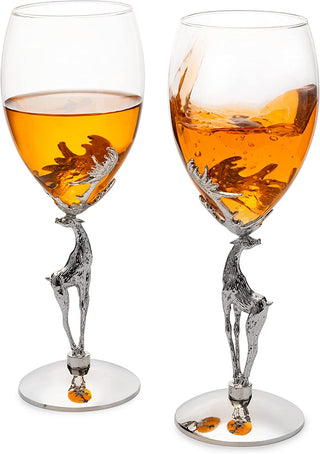 Stag Antler Set Of 2 Wine Glasses 9h Wine Glasses Set For Any Home Bar Luxury Glass Stag Deer Figuri