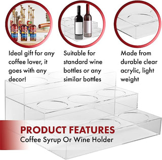 Acrylic Bottle Holder Coffee Syrup Rack Display Case 3 Tiered 9 Bottle Wine Bar Bottle Rack Clear Sh