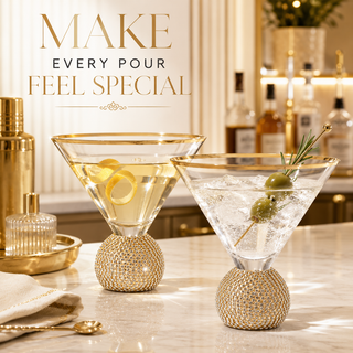 Gold Crystal Ball Stemless Martini Glasses Set Of 2 By For Drinking Martinis Gold Ac