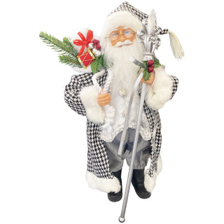 15″ HOUNDSTOOTH AND SILVER CLAUS