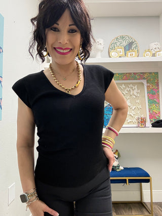 Polished Perfection V-Neck Top Black