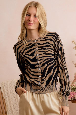 Wildly Refined Zebra Cardigan