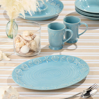 Coastline Blue Oval Platter 16" X 12"