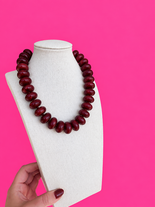 Circle Bead Necklace - Rust