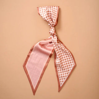 Gingham Tan Twirl & Tie Scarf