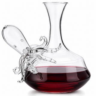 Octopus Tentacle Glass Decanter Handcrafted Decorative For Wine Or Whiskey Antique Bronze Finish Sta