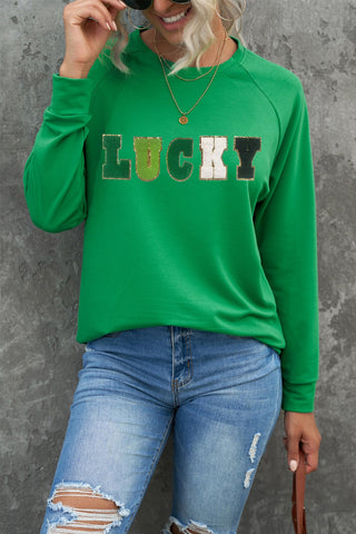 LUCKY Chenille Embroidered Sweatshirt