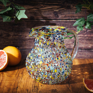 Mexican Hand Blown Glass Pitcher Premium Barware Gift Elegant Drinkware Collection