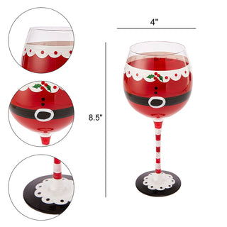 Santas Elf Stemmed Wine Water Glasses Set Of 2 Shining Red Black 9 H Christmas Holiday Parties Glass