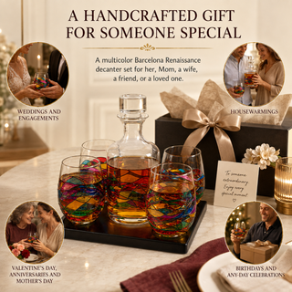 Whiskey Wine Decanter Set Stain Glass Premium Barware Gift Elegant Drinkware Collection