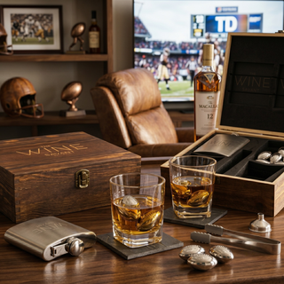 Whiskey Glasses And Football Chilling Stones Gift Set Premium Barware Gift