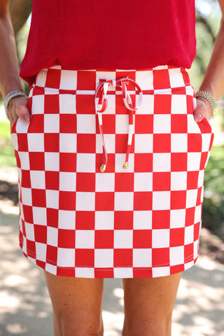 Let's Go Checkered Skort - Red