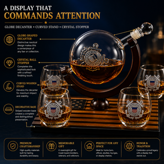 Coastguard Gift Whiskey Wine Decanter Set 4 Liquor Glasses Us Coast Guard 800 Ml Whiskey Decanter 11