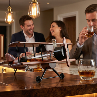 Whiskey Decanter Airplane Set Premium Barware Gift Elegant Drinkware Collection